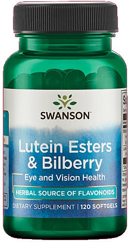 Suplement diety wspomagający zdrowie oczu Luteina i Borówka - Swanson Lutein Esters & Bilberry — Zdjęcie N1