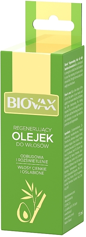 Biovax Bambus & Avocado Oil Elirsir - Regenerujący olejek do cienkich i osłabionych włosów — Zdjęcie N2