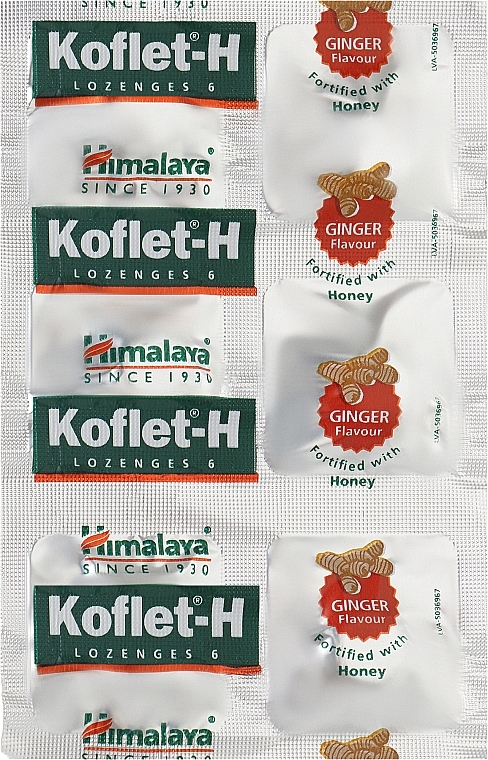 Suplement diety Lizaki o smaku imbirowym - Himalaya Herbals Koflet-H Ginger Flavour — Zdjęcie N2