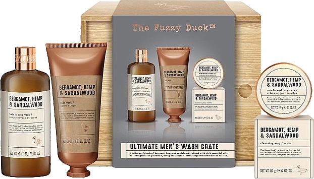 Zestaw - Baylis & Harding Bergamot Hemp & Sandalwood Men's Ultimate Wash Crate Gift Set (hair/body/wash/300ml + f/wash/130ml + soap/150g + crystals/100g) — Zdjęcie N1