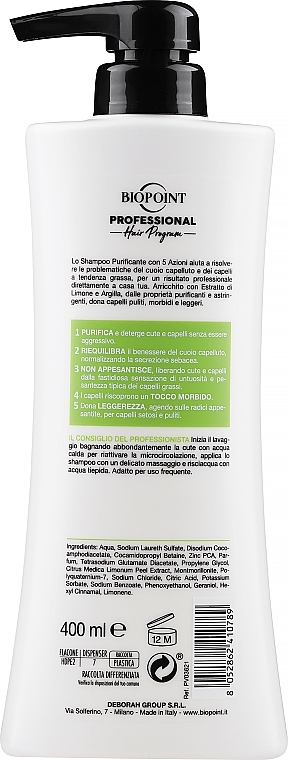 Szampon do włosów przetłuszczających się - Biopoint Shampoo Purificante — Zdjęcie N2