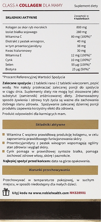 WYPRZEDAŻ Kolagen w tabletkach dla mamy - Noble Health Premium Wellnes Class A Collagen * — Zdjęcie N3