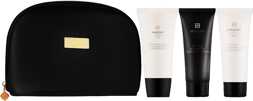 Zestaw do regeneracji włosów - Hadat Cosmetics Hydro Repair Hair Set (shm/70ml + cond/70ml + mask/70ml + bag) — Zdjęcie N1