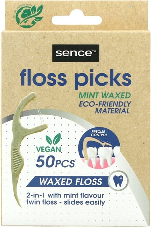 Patyczki z nicią dentystyczną - Sence Fresh Flosser 2in1 Bamboo — Zdjęcie N1