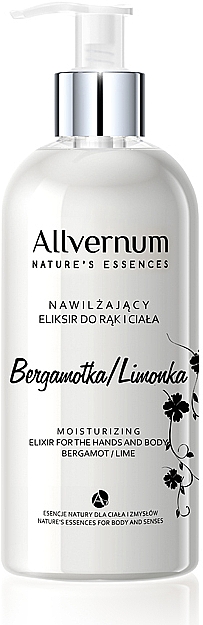 Nawilżający eliksir do rąk i ciała Bergamotka i limonka - Allvernum Nature's Essences — Zdjęcie N1