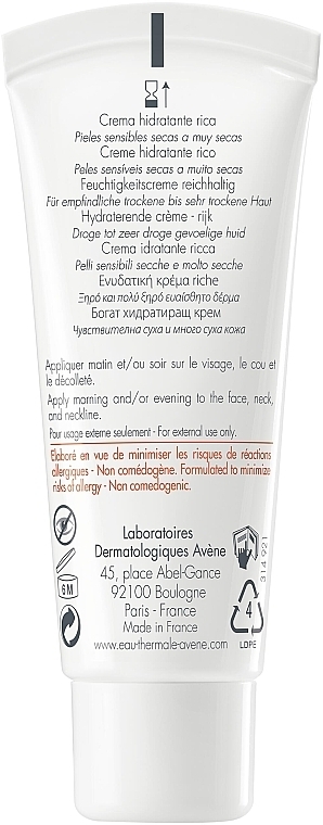 Nawilżający krem do skóry delikatnej, suchej i bardzo suchej - Avène Hydrance Rich Hydrating Cream — Zdjęcie N2