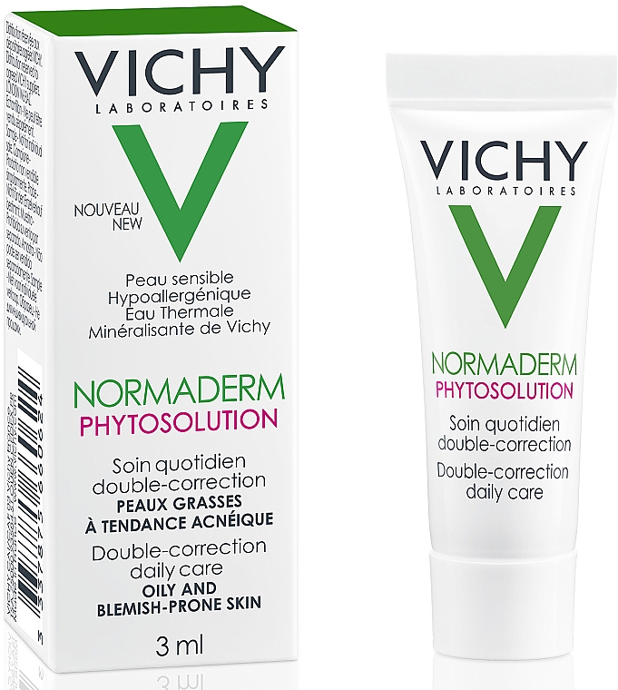 Podwójny fluid na dzień do cery tłustej ze skłonnością do wyprysków - Vichy Normaderm Phytosolution Double Correction Daily Care Moisturiser (próbka) — Zdjęcie N2