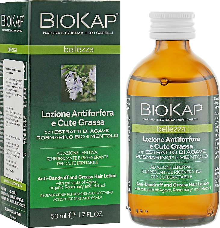 Lotion przeciw łupieżowi i przetłuszczaniu się skóry głowy - BiosLine BioKap Anti-Dandruff And Greasy Hair Lotion — Zdjęcie N2
