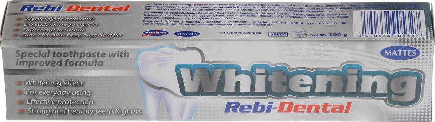 Wybielająca pasta do zębów - Mattes Rebi-Dental Whitening Toothpaste