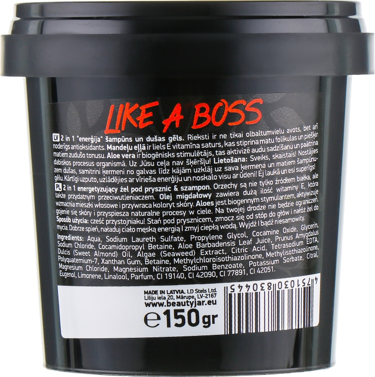 Energizujący szampon-żel pod prysznic 2 w 1 dla mężczyzn Like A Boss - Beauty Jar 2 in 1 Energizing Shower & Shampoo — Zdjęcie N3