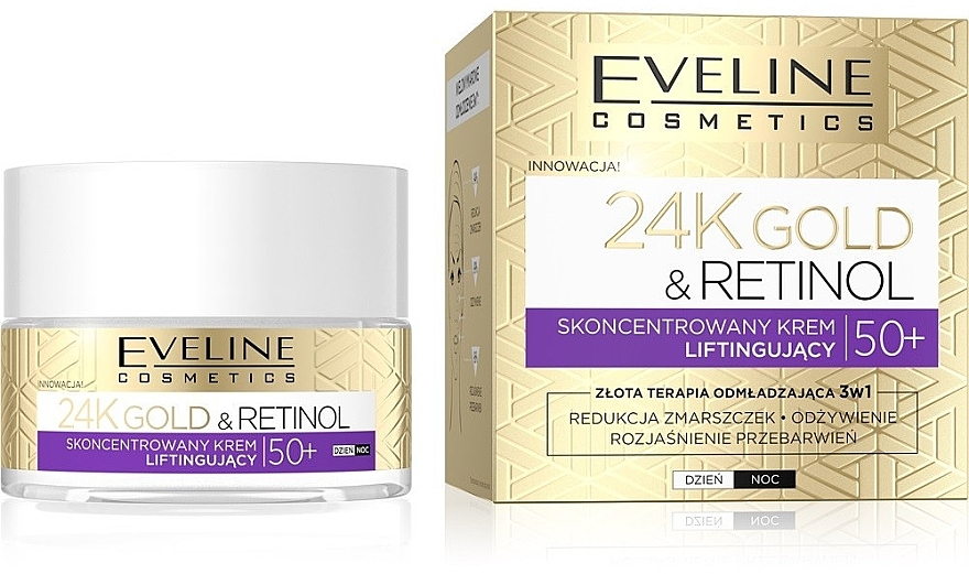 Krem liftingujący do twarzy - Eveline Cosmetics 24K Gold&Retinol Lifting Cream 50+ — Zdjęcie N1