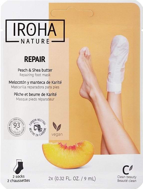 Naprawcze skarpetki do stóp - Iroha Nature Repair Peach Socks Foot Mask — Zdjęcie N1