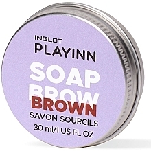 Mydło do brwi, brązowe - Inglot Playinn Soap Brow Brown — Zdjęcie N2