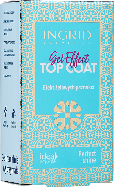 Top coat do paznokci - Ingrid Cosmetics Ideal+ Gel Effect Top Coat — Zdjęcie N2