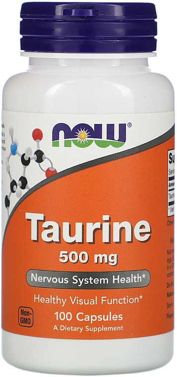 Aminokwas Tauryna, 500 mg - Now Foods Taurine Nervous System Health 500mg Capsules — Zdjęcie N1
