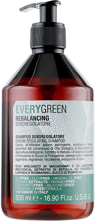 Szampon seboregulujący do wszystkich rodzajów włosów - EveryGreen Rebalancing Shampoo Seboregolatore