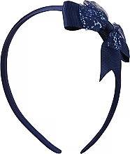 Kup Opaska do włosów FA-5601, niebieska z kokardką, z cekinami - Donegal