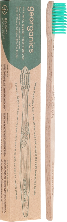 Bambusowa szczoteczka do zębów, średnia twardość, zielona - Georganics Bamboo Medium Toothbrush Green — Zdjęcie N1