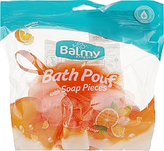 Kup Myjka do ciała z kostkami mydła, pomarańczowa - Balmy Naturel Bath Pouf With Saop Pieces