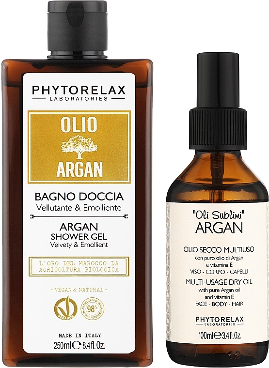 Zestaw - Phytorelax Laboratories Argan Oil (sh/gel/250ml + oil/100ml) — Zdjęcie N2