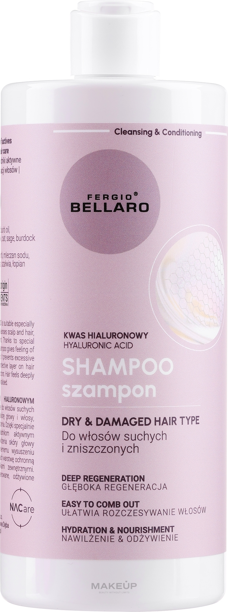 Szampon do włosów suchych i zniszczonych z kwasem hialuronowym - Fergio Bellaro Hyaluronic Acid Dry & Damaged Hair Type Shampoo — Zdjęcie 500 ml