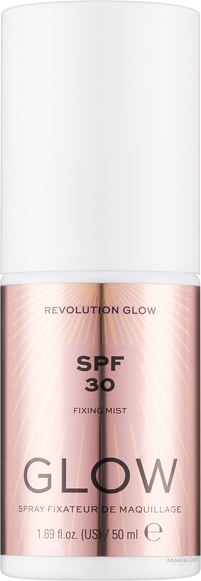 Rozświetlający spray do utrwalania makijażu - Makeup Revolution Glow Fixing Mist SPF30 — Zdjęcie 50 ml