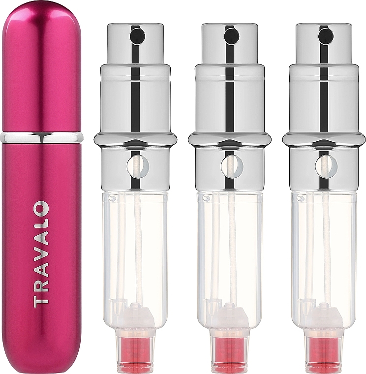 PRZECENA! Zestaw flakonów na perfumy - Travalo Classic HD Pink Set (atomiser 3 x 5 ml + case) * — Zdjęcie N2