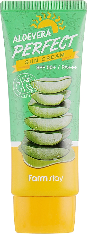Aloesowy krem ​​do opalania SPF50+ - FarmStay Aloevera Perfect Sun Cream SPF50+ PA+++ — Zdjęcie N2