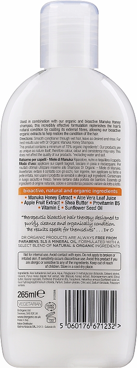 Rewitalizująca odżywka do włosów - Dr Organic Bioactive Haircare Organic Manuka Honey Conditioner — Zdjęcie N2