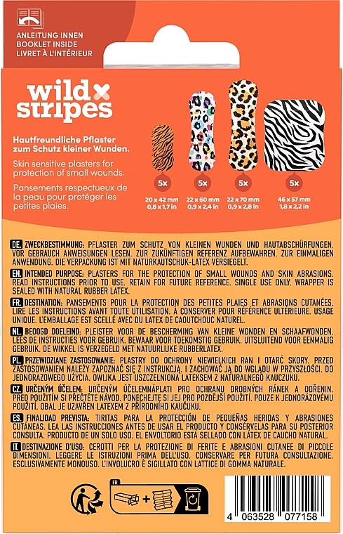 Zestaw plastrów, 20 szt. - Wild Stripes Plasters Classic Sensitive Animal — Zdjęcie N2