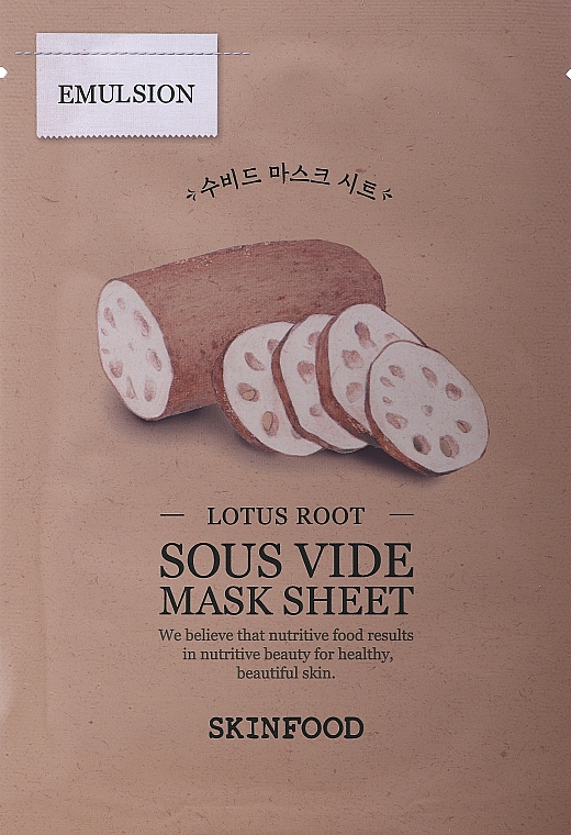 Maska na tkaninie do twarzy z wyciągiem z korzenia lotosu - Skinfood Lotus Root Sous Vide Mask Sheet — Zdjęcie N1