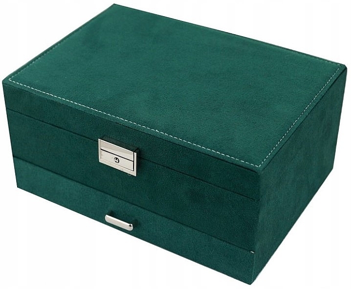 Welurowe pudełko na biżuterię, zielone - Ecarla — Zdjęcie N3