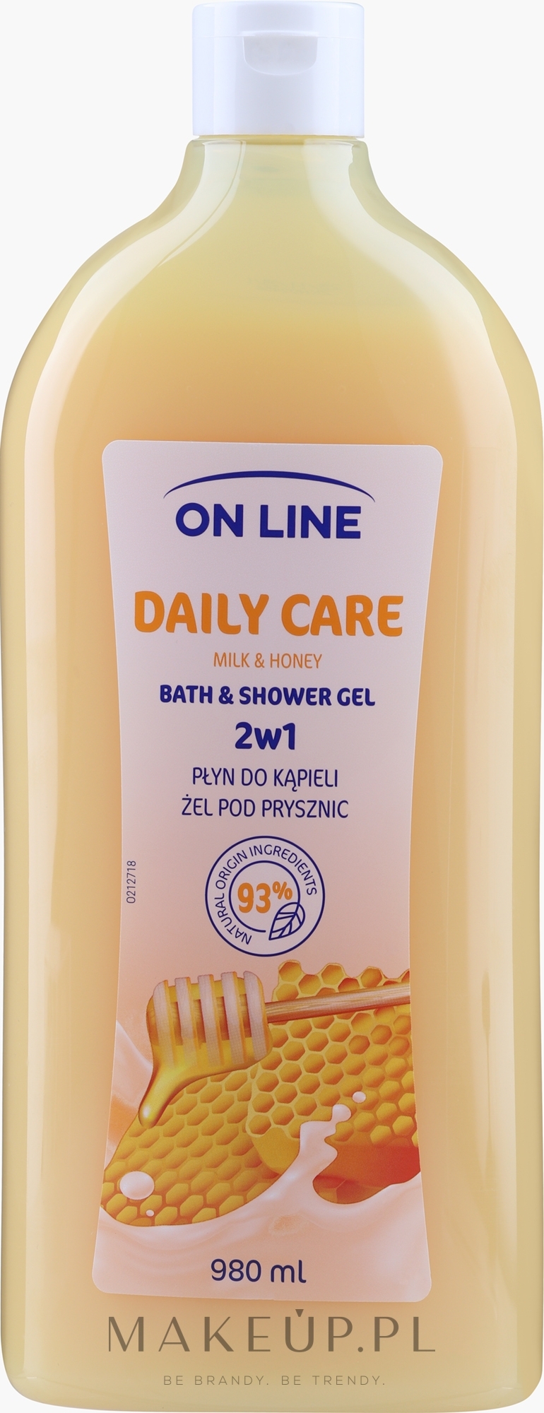 Żel pod prysznic 2w1 Mleko i miód - On Line Daily Care Milk & Honey Bath & Shower Gel — Zdjęcie 980 ml