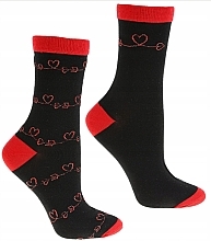 Skarpetki damskie Love, 2 pary, czerwono-czarny+czerwono-czarny z sercami - Moraj — Zdjęcie N1