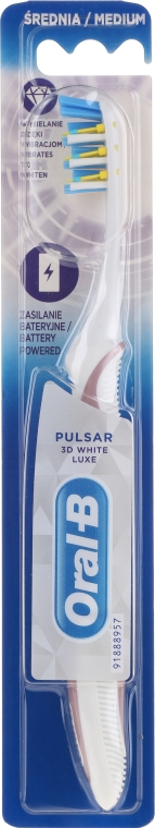 Szczoteczka do zębów, średnia twardość, biało-różowa - Oral-B Pulsar 3D White Luxe Medium — фото N1