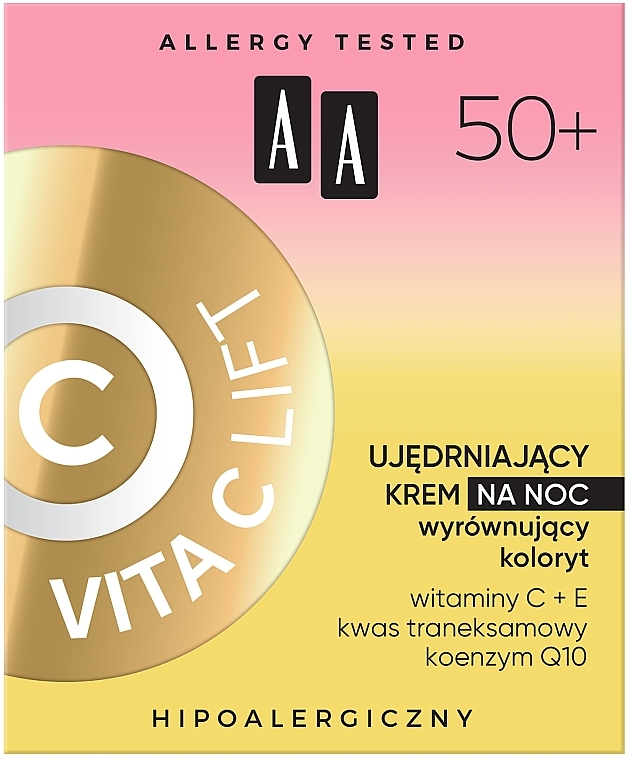 Ujędrniający krem do twarzy na noc wyrównujący koloryt 50+ - AA Vita C Lift Firming Night Cream — Zdjęcie N3