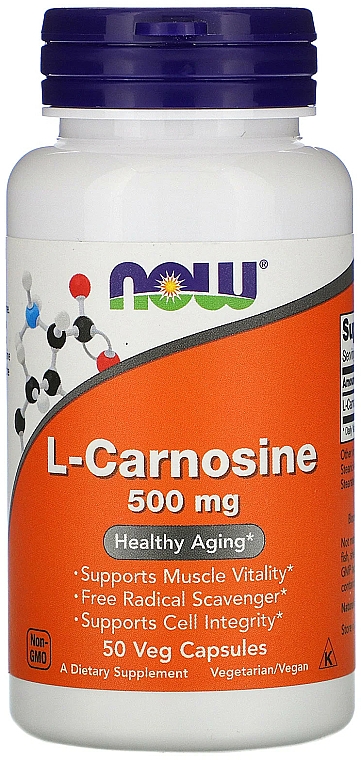 Suplement diety L-karnozyna, 500 mg - Now Foods L-Carnosine Veg Capsules — Zdjęcie N1