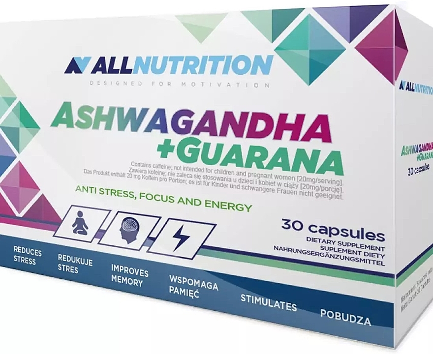 Suplement diety Ashwagandha+Guarana - Allnutrition Ashwagandha+Guarana — Zdjęcie N1