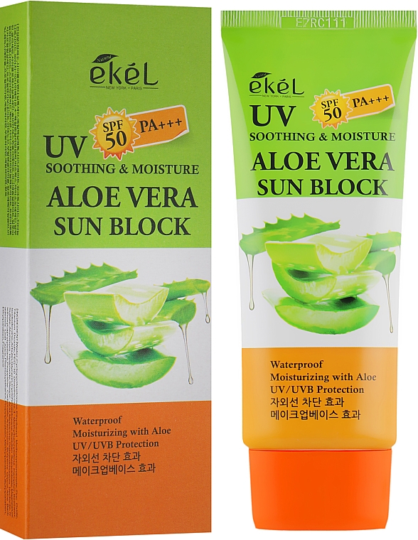 Krem przeciwsłoneczny do twarzy z aloesem - Ekel Uv Aloe Sun Block — Zdjęcie N1