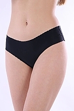 Damskie figi bikini midi, wycinane laserowo, czarne - Moraj  — Zdjęcie N2