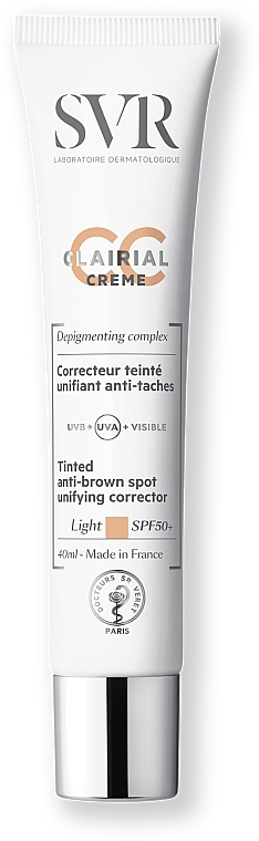 Krem CC do twarzy przeciw ciemnym plamom pigmentacyjnym SPF 50 - SVR Clairial Crème CC
