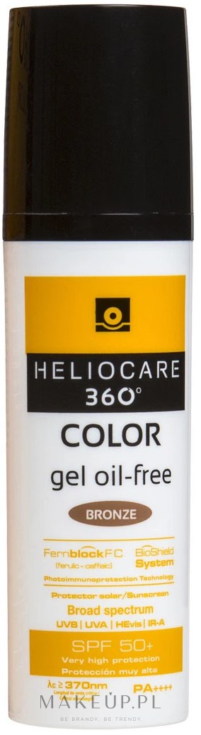 Bezolejowy koloryzujący fluid do twarzy SPF 50+ - Cantabria Labs Heliocare 360 Gel Oil Free Color — Zdjęcie Bronze
