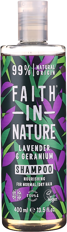 Szampon do włosów normalnych i suchych Lawenda i geranium - Faith In Nature Lavender & Geranium Shampoo — Zdjęcie N1