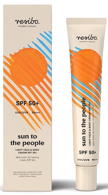Lekki krem przeciwsłoneczny do twarzy i ciała SPF 50+ - Resibo Sun To The People SPF 50+ — Zdjęcie N1