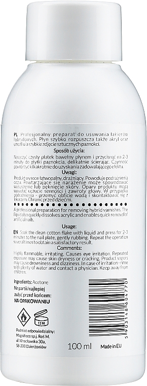 Aceton kosmetyczny do usuwania lakieru hybrydowego - Chiodo Pro Remover — Zdjęcie N2