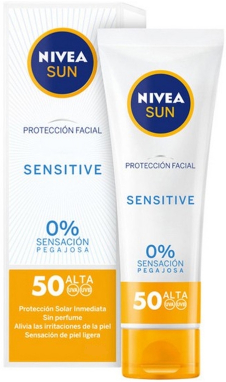Ochronny krem do twarzy z filtrem SPF 50 - Nivea Sun Facial Sensitive Cream — фото N1