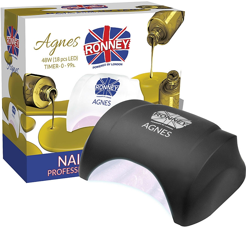 Lampa LED do paznokci, czarna - Ronney Professional Agnes LED 48W (GY-LED-032) — Zdjęcie N1