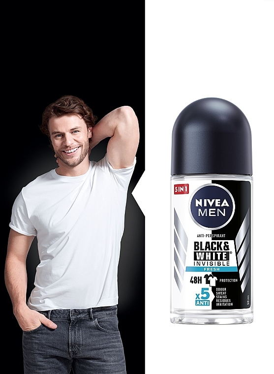 Antyperspirant w kulce dla mężczyzn - NIVEA MEN Black & White Invisible Fresh Anti-Perspirant — Zdjęcie N2