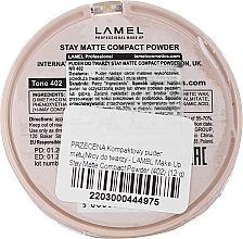 PRZECENA! Kompaktowy puder matujący do twarzy - LAMEL Make Up Stay Matte Compact Powder * — Zdjęcie N4