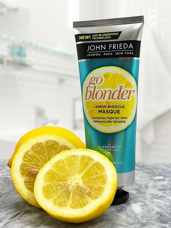 Wzmacniająca maska do włosów osłabionych rozjaśnianiem - John Frieda Sheer Blonde Go Blonder Lemon Miracle — Zdjęcie N3